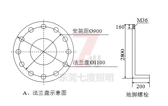 30米丝瓜污污视频基础地脚螺栓及定位调节板示意图