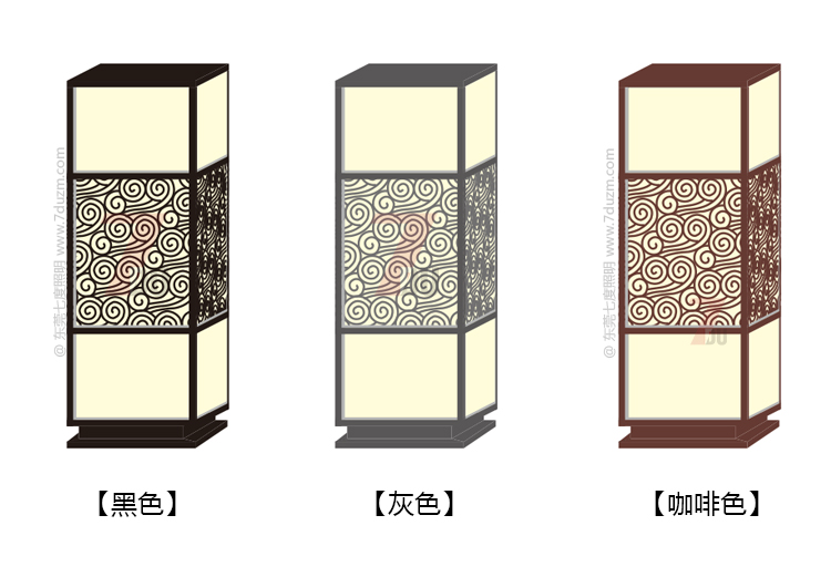 丝瓜视频免费看照明2020新款新中式祥云立柱柱头灯黑色灰色咖啡色不同颜色效果图